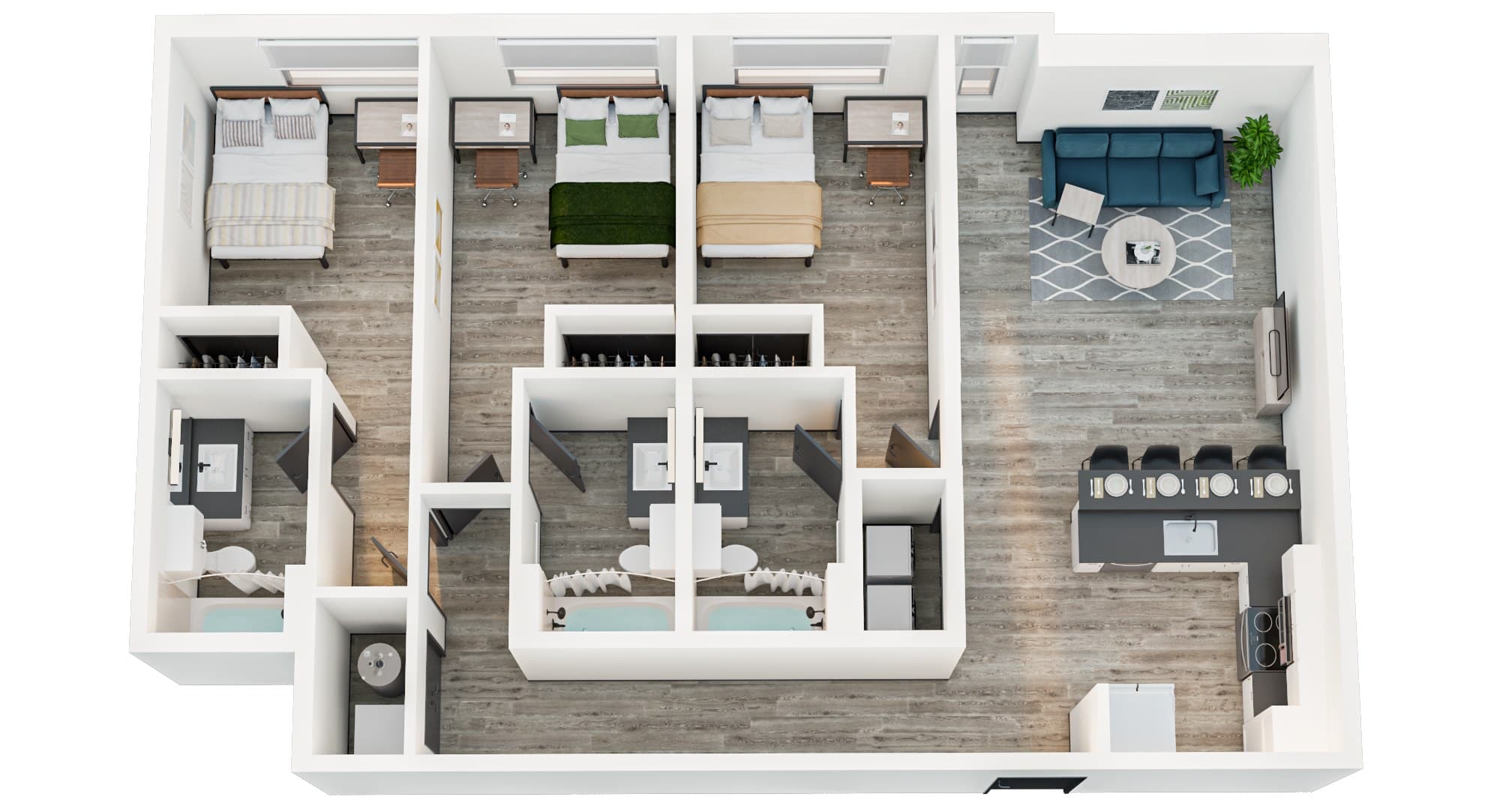 Unit type C1 — furnished plan