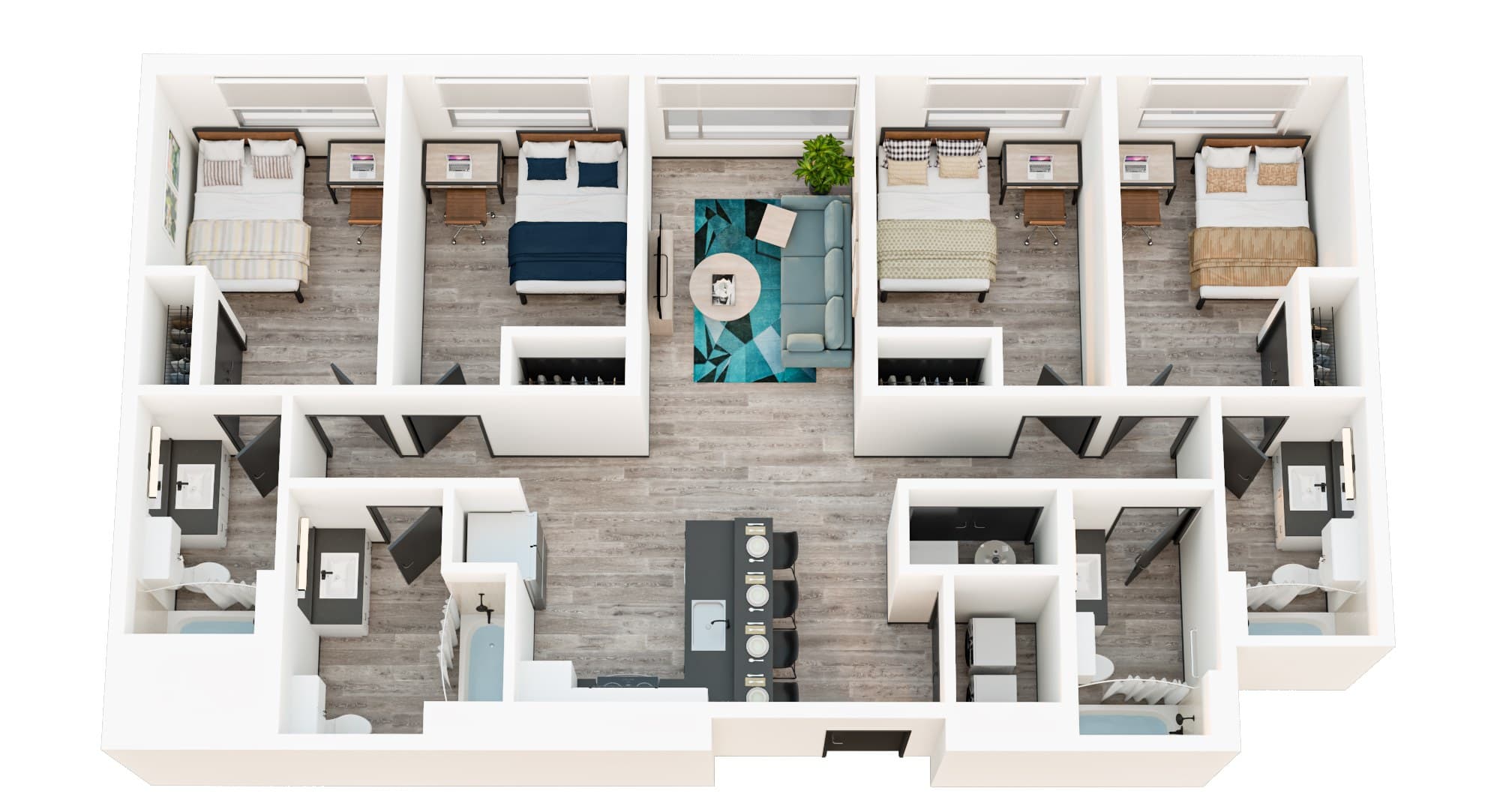 Unit type D1 — furnished plan