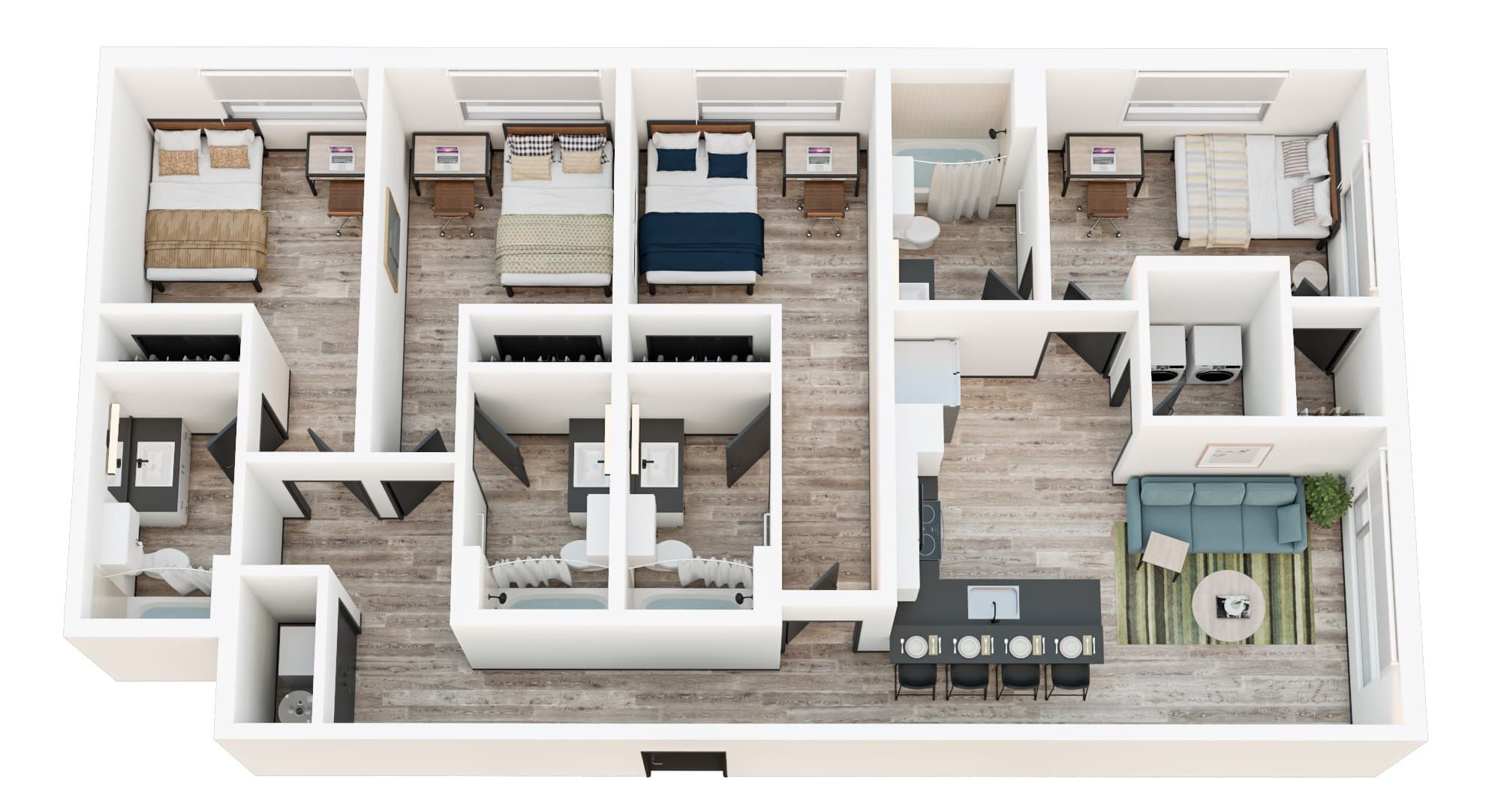 Unit type E1 — furnished plan
