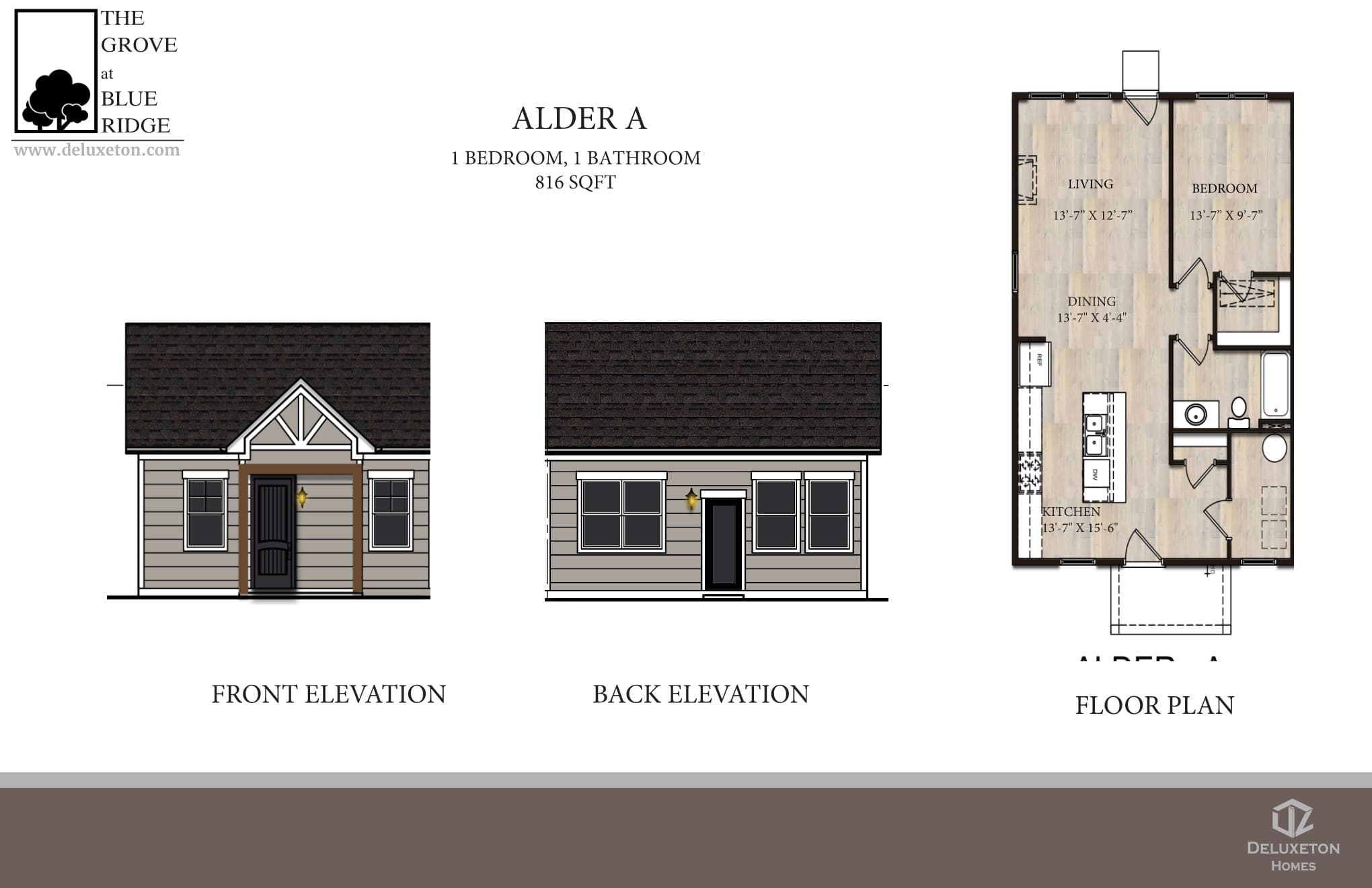 Alder A — elevations & floor plan