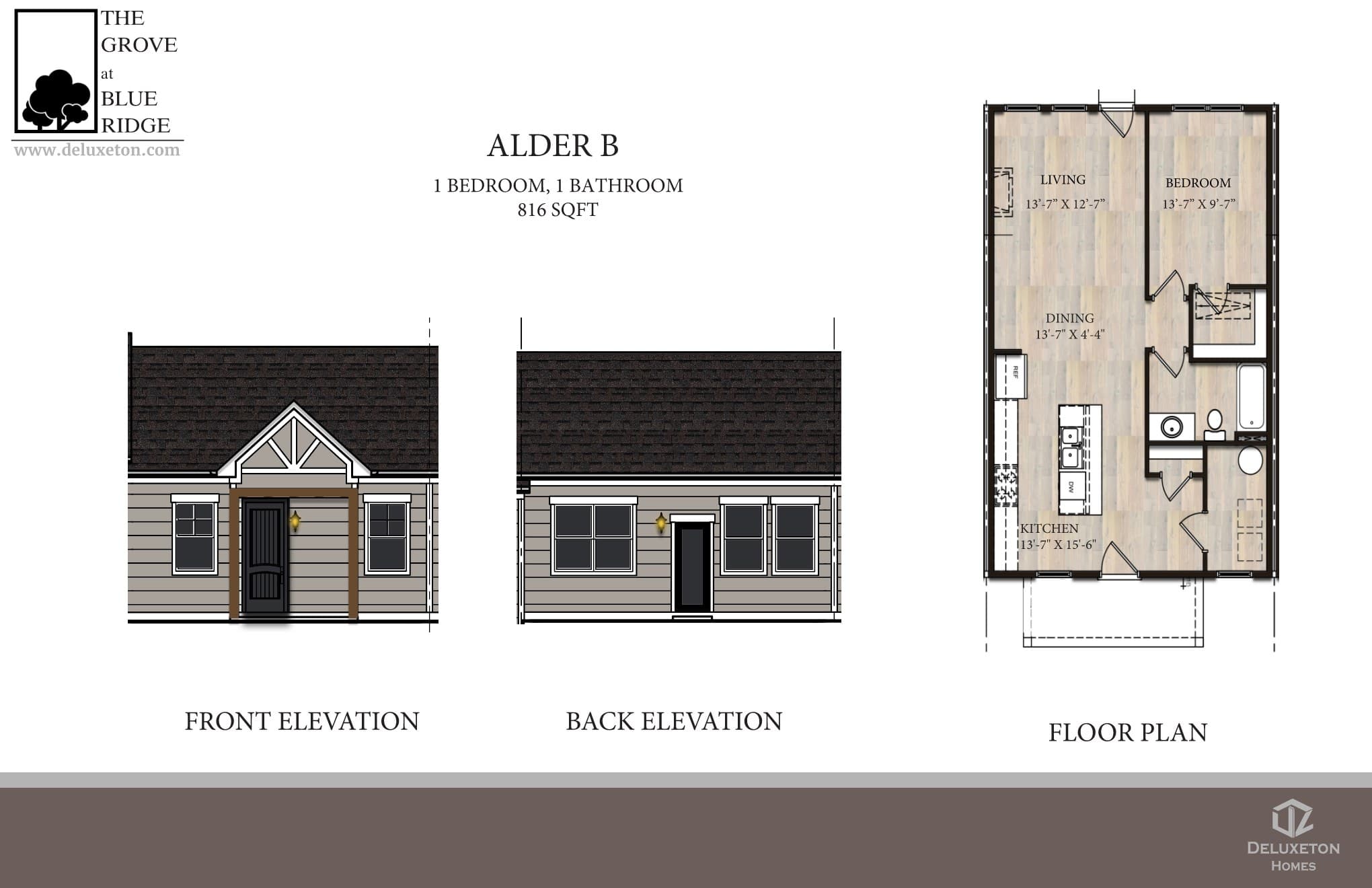 Alder B — elevations & floor plan