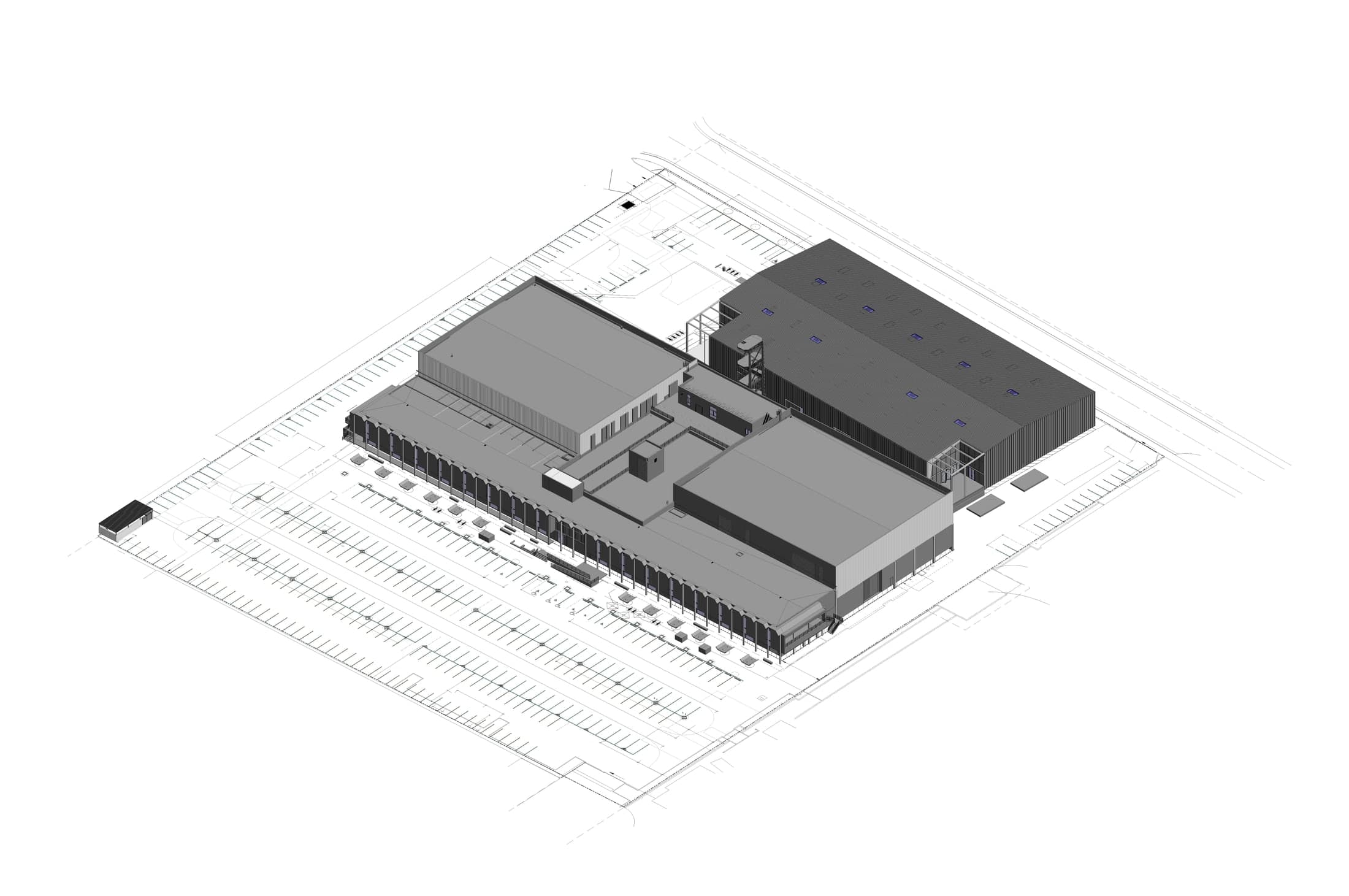 Massing — aerial axonometric